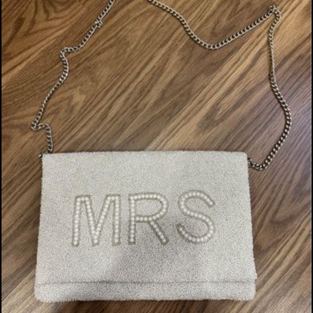 MRS Bridal White Beaded Purse